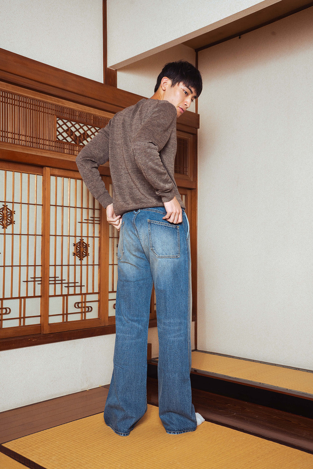 Button Flap Bootcut Jeans - Washed Indigo | STOCK - DECEMBER 19, 9PM JST