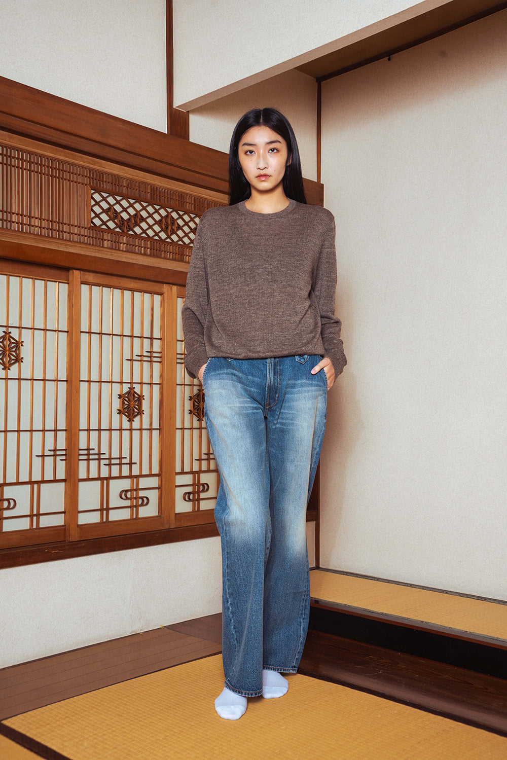 Button Flap Bootcut Jeans - Washed Indigo | STOCK - DECEMBER 19, 9PM JST