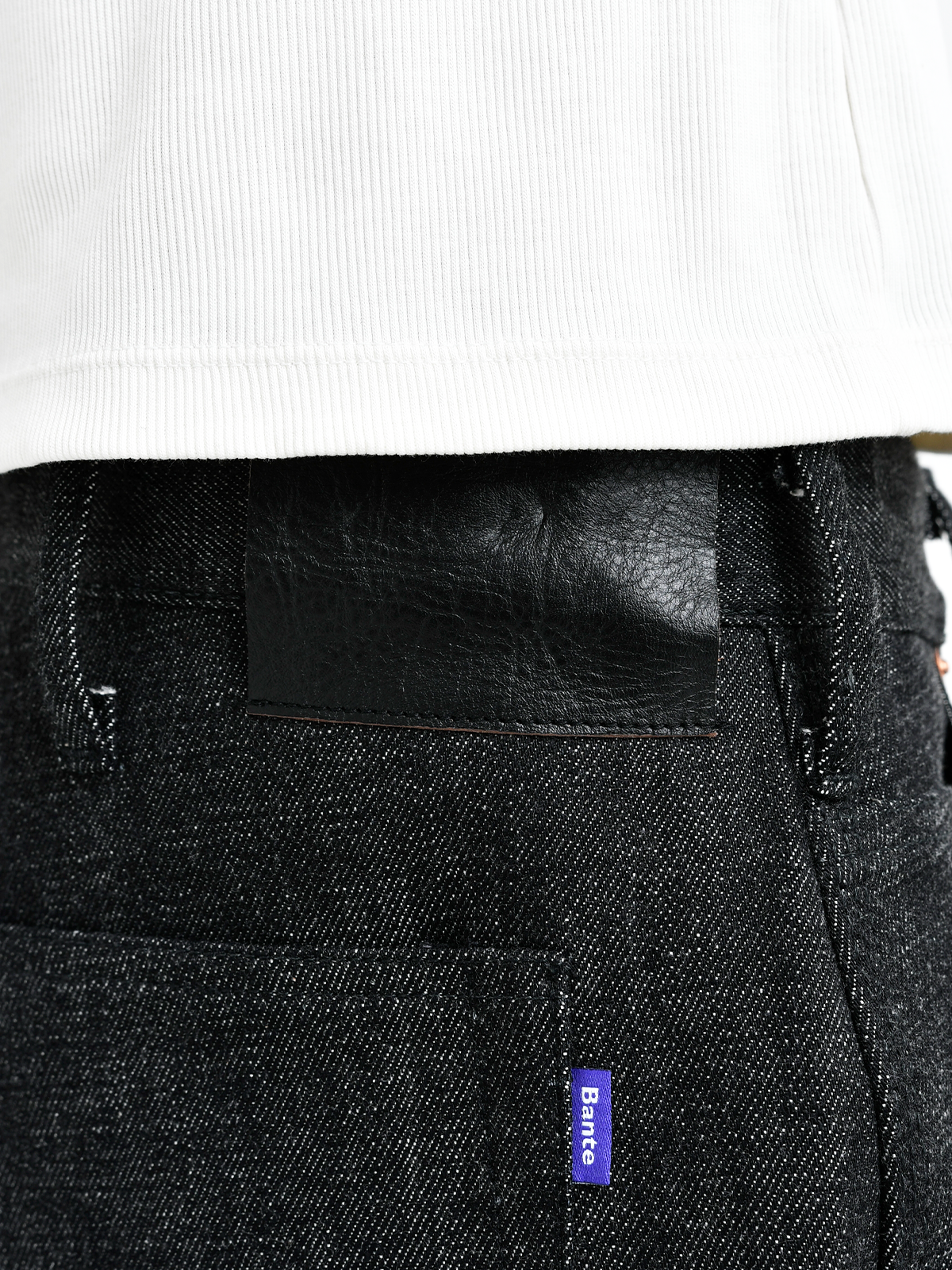 Japanese Double Knee Denim Pants - Black