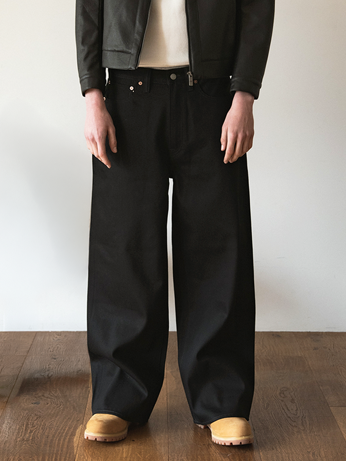 Japanese Selvedge Baggy Jeans – Black/Black