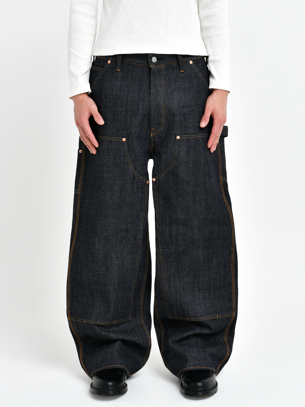 Japanese Double Knee Denim Pants - Indigo