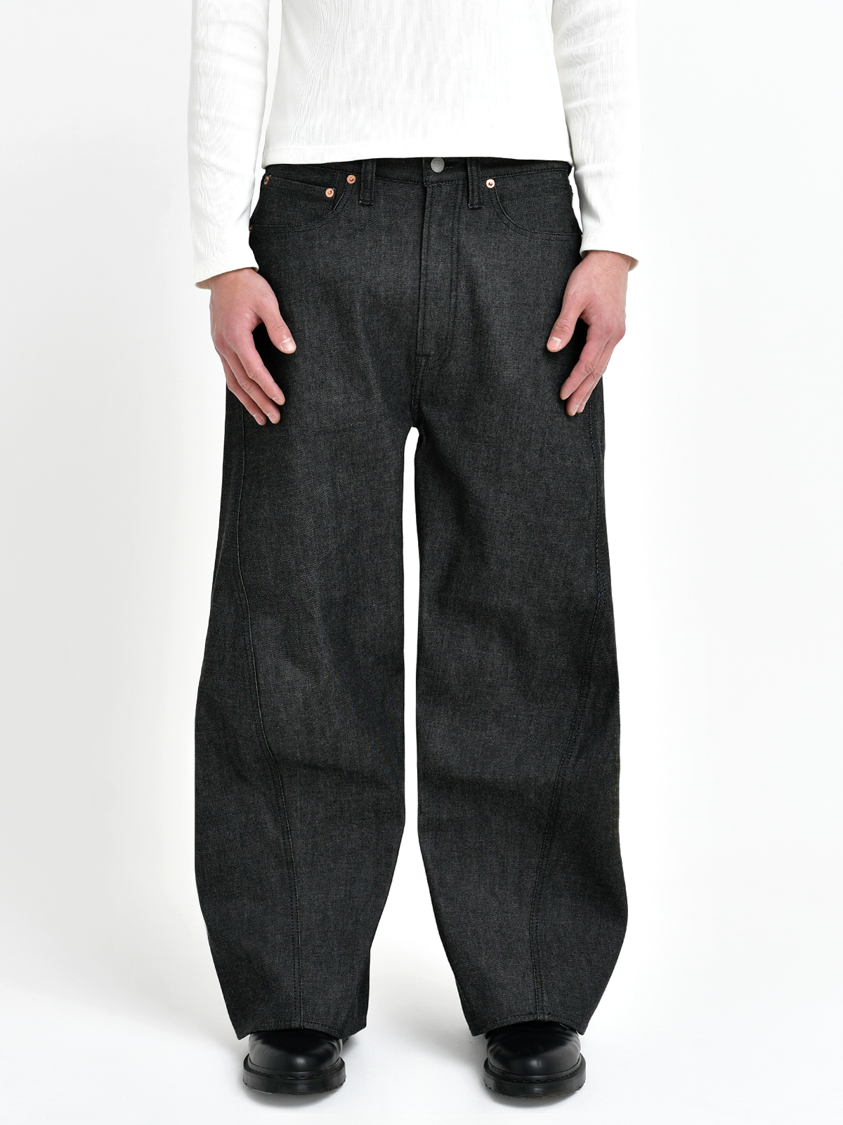 Japanese 3D Wide-Leg Jeans - Black