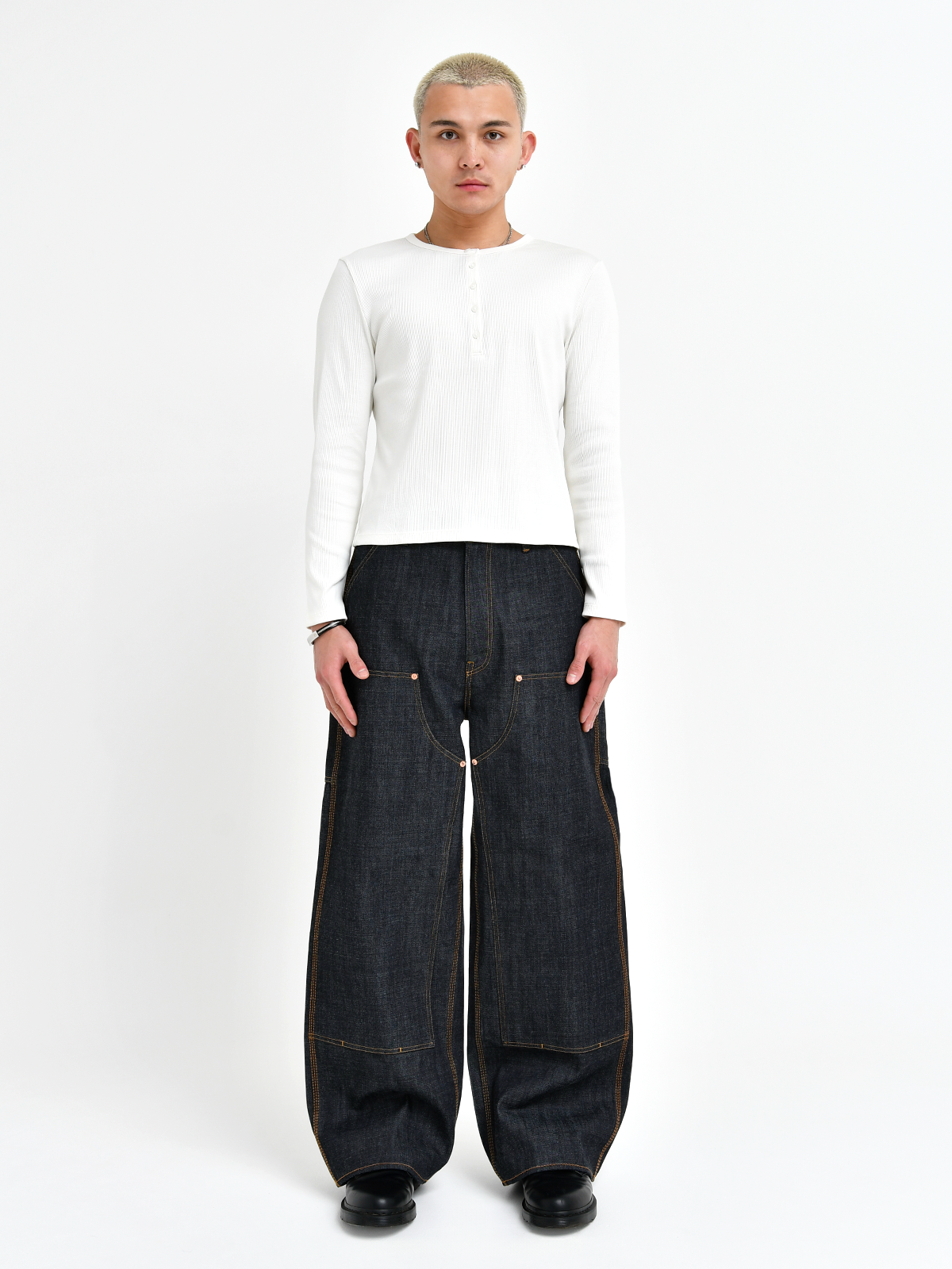 Japanese Double Knee Denim Pants - Indigo