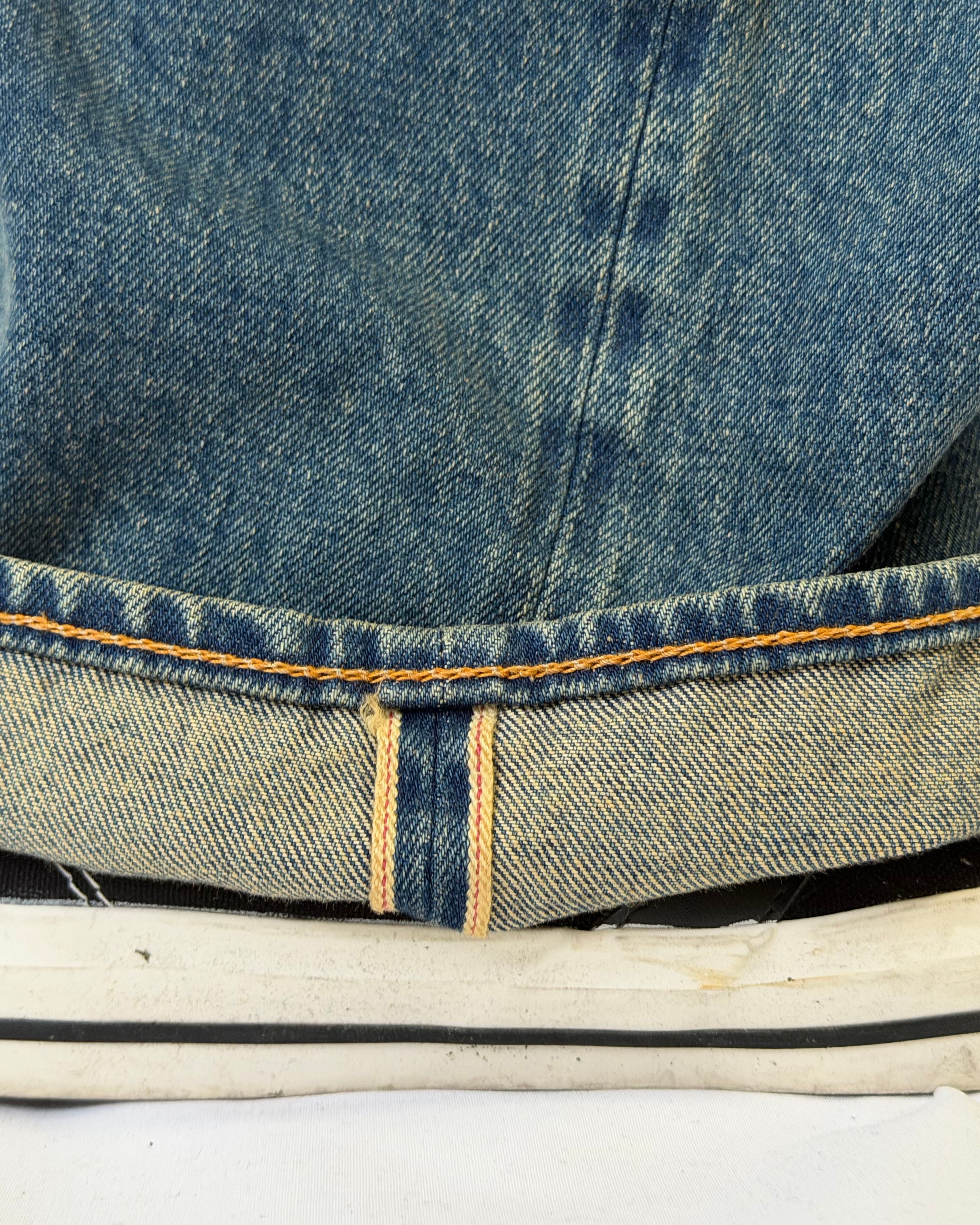 Japanese Selvedge Curved-Leg Jeans - Washed Blue