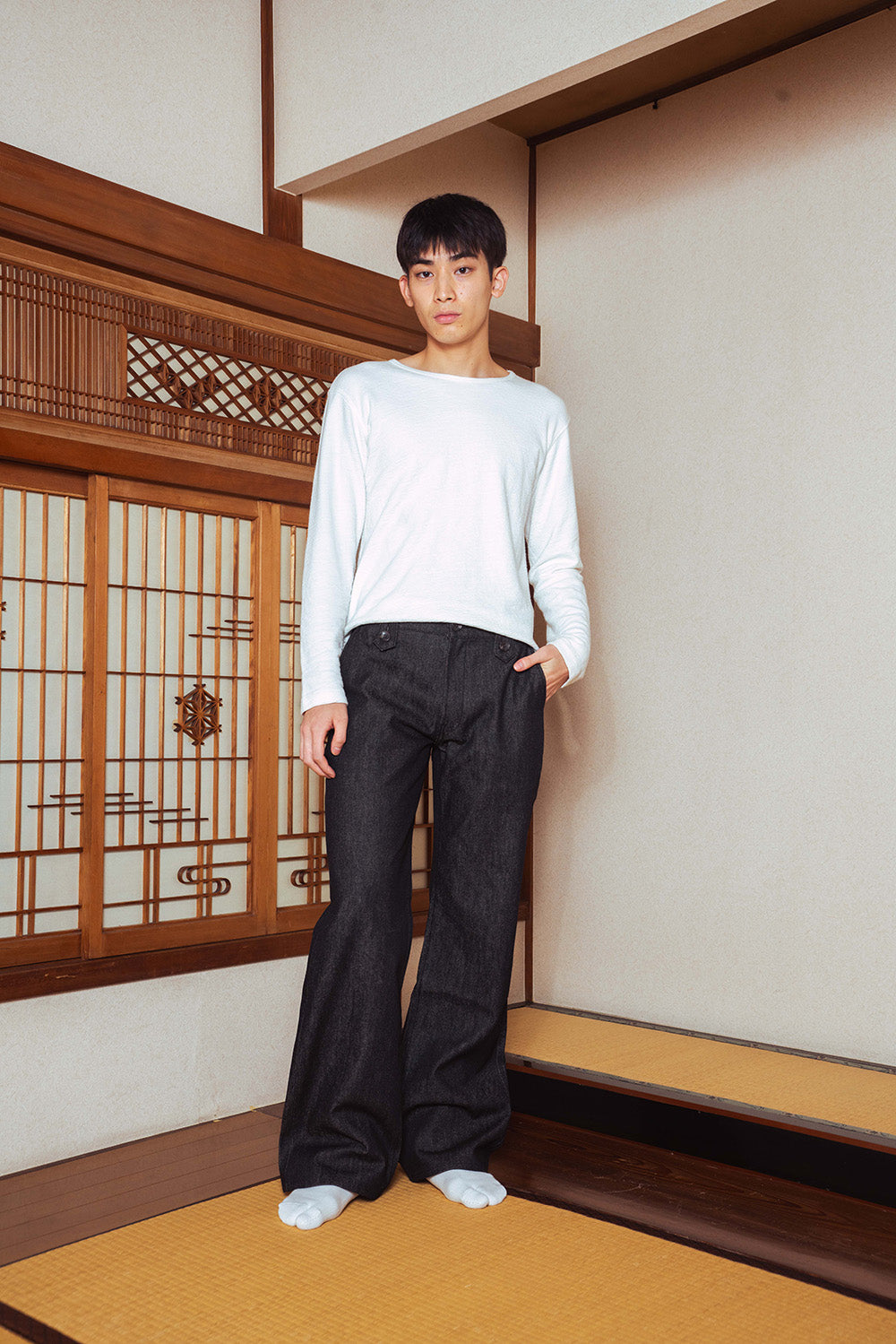 Button Flap Bootcut Jeans - Raw Black | STOCK - NOVEMBER 28, 9PM JST