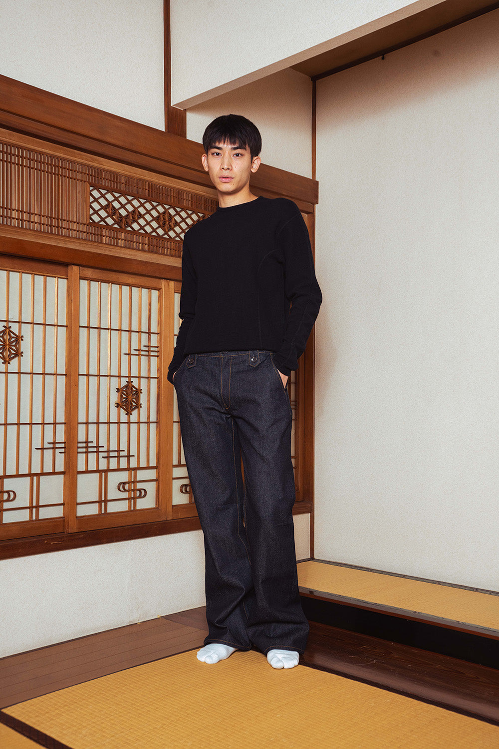 Button Flap Bootcut Jeans - Raw Indigo | STOCK - NOVEMBER 28, 9PM JST
