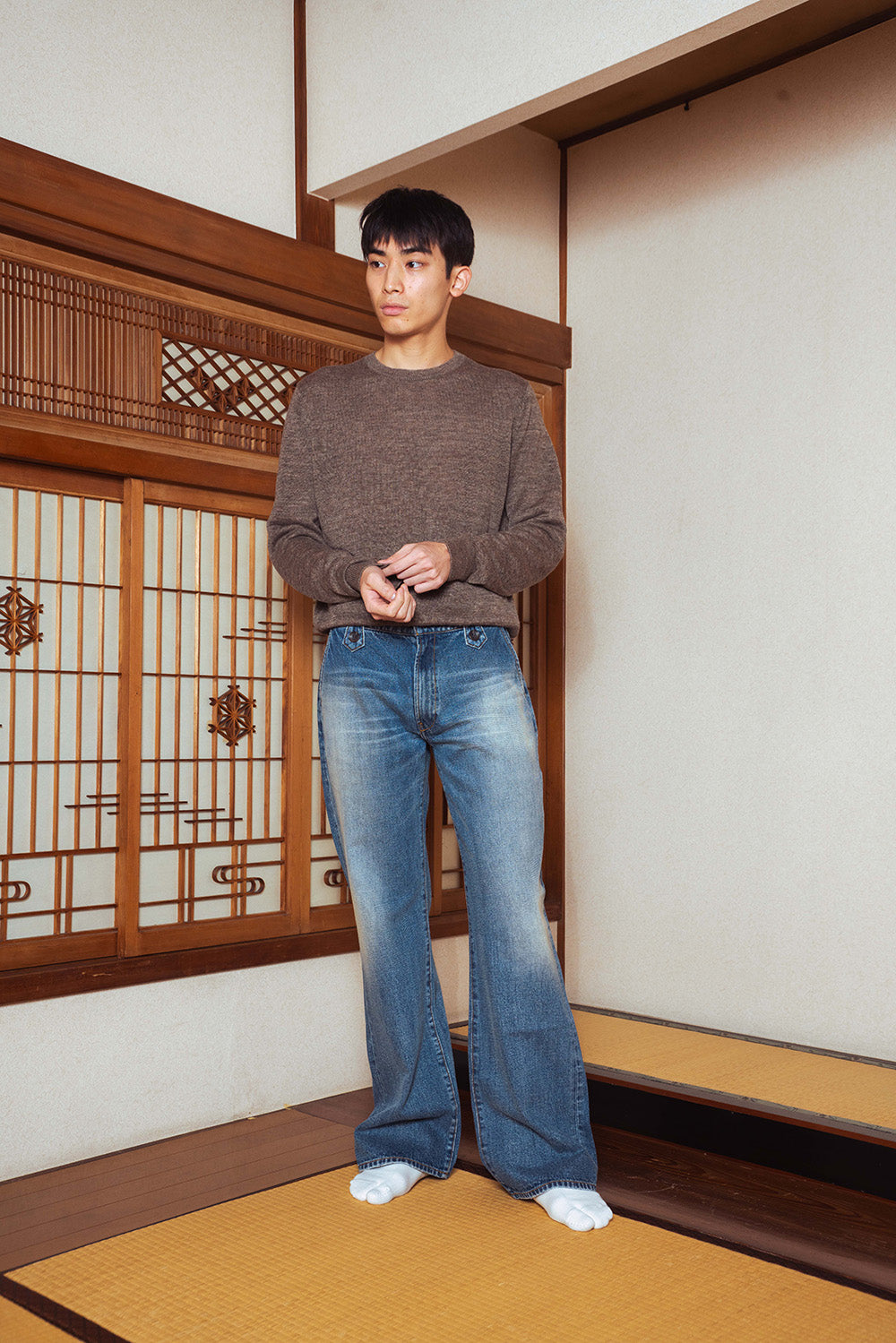 Button Flap Bootcut Jeans - Washed Indigo | STOCK - DECEMBER 19, 9PM JST