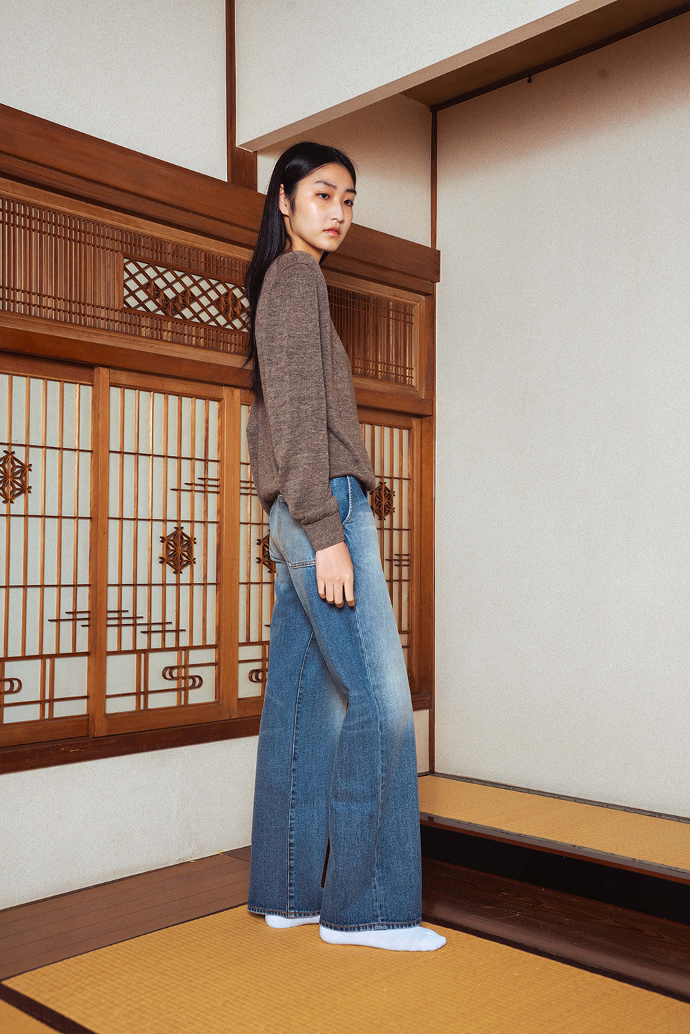 Button Flap Bootcut Jeans - Washed Indigo | STOCK - DECEMBER 19, 9PM JST
