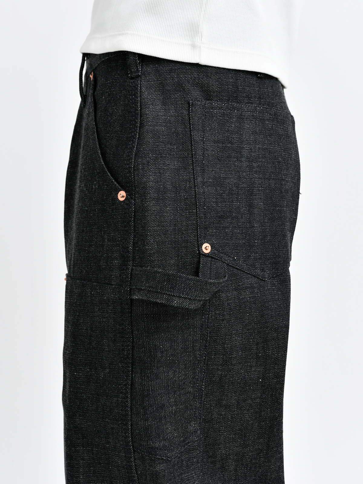 Japanese Double Knee Denim Pants - Black