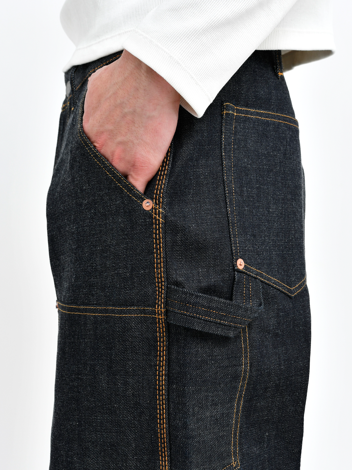 Japanese Double Knee Denim Pants - Indigo