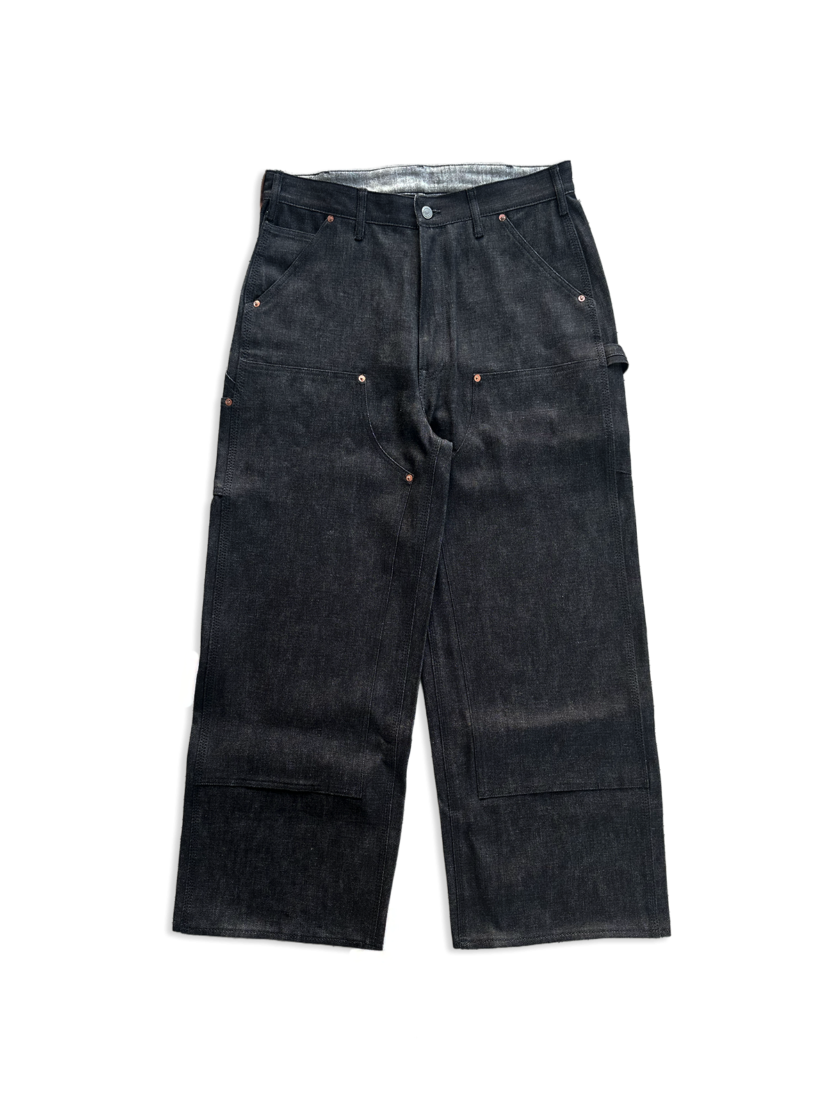 Japanese Double Knee Denim Pants - Black