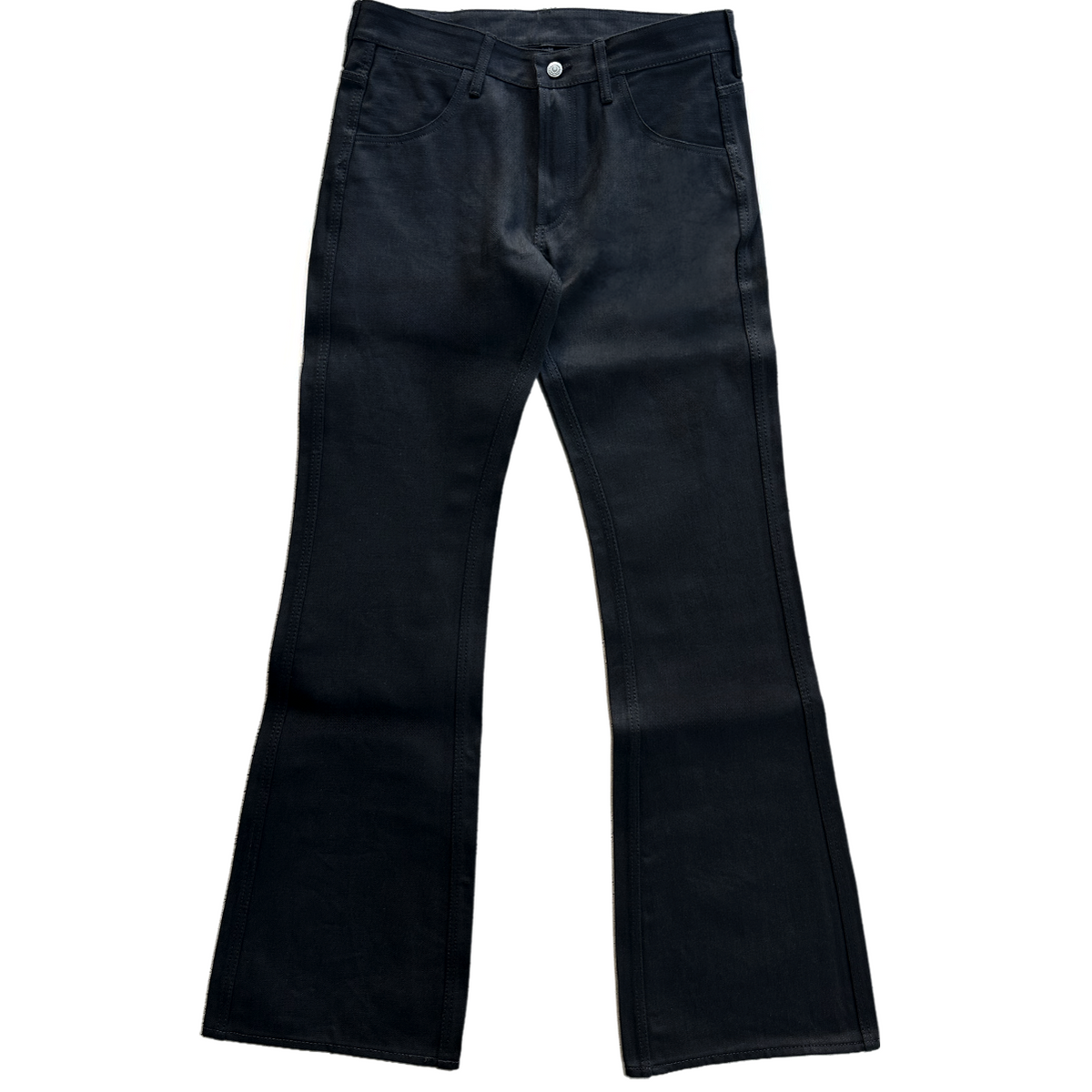 み*と様 MASU BELL-BOTTOM JEANS (BLACK) Japanese Bell Bottom Jeans – Black/Black