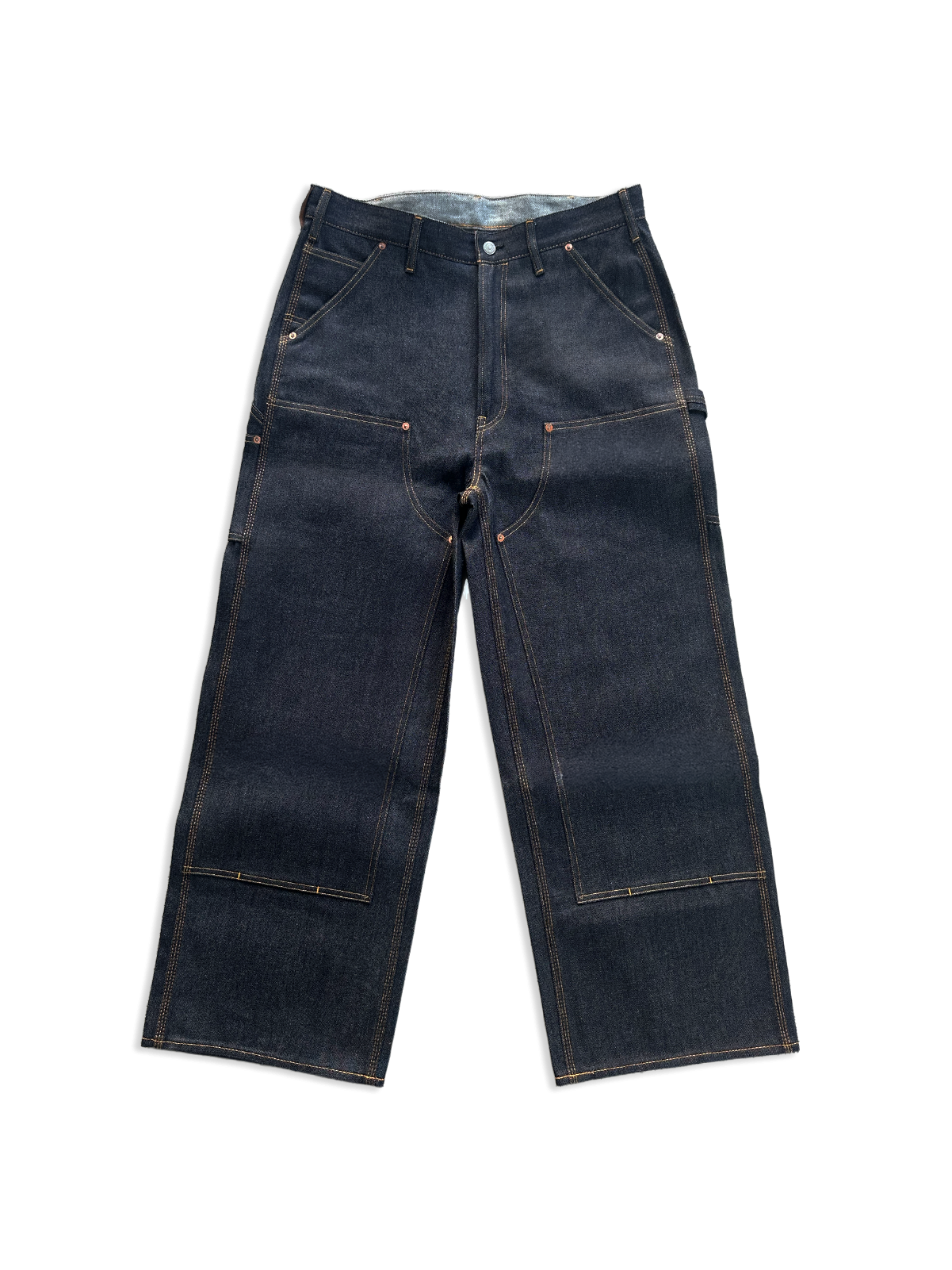 Japanese Double Knee Denim Pants - Indigo