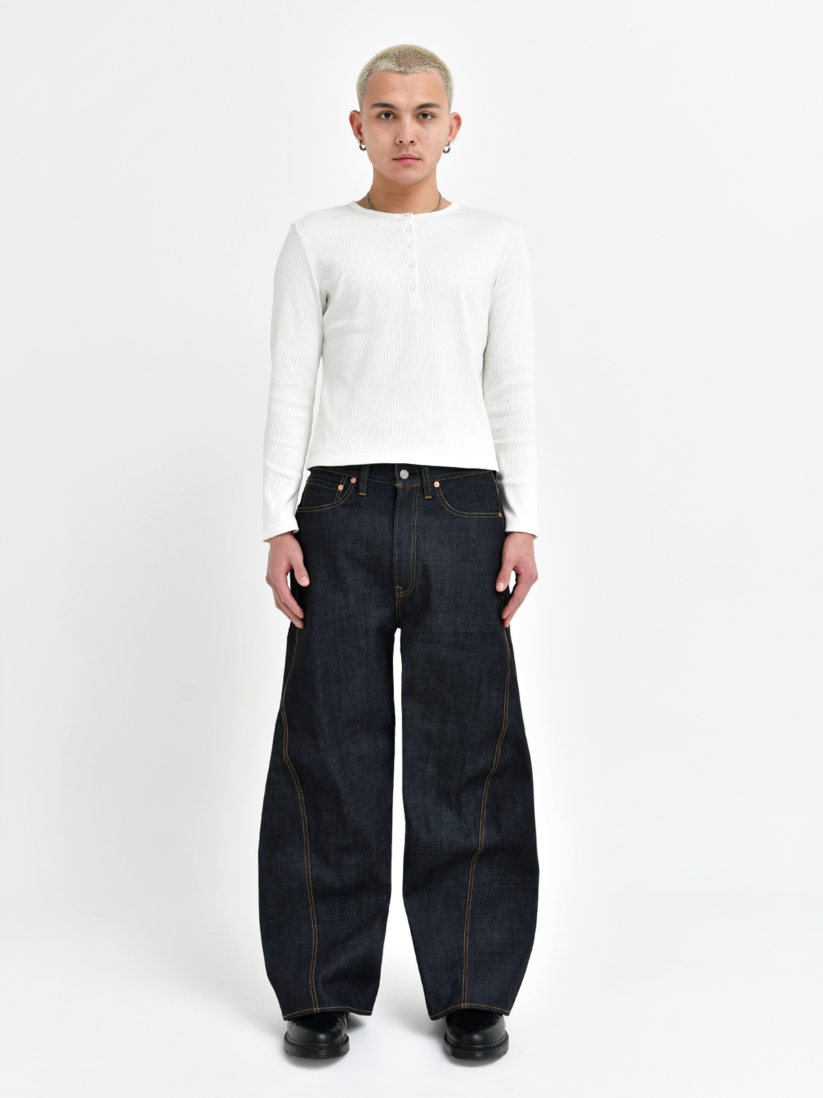 Bante Japanese 3D Wide-Leg Jeans - Black Japanese Jeans - JEANS 