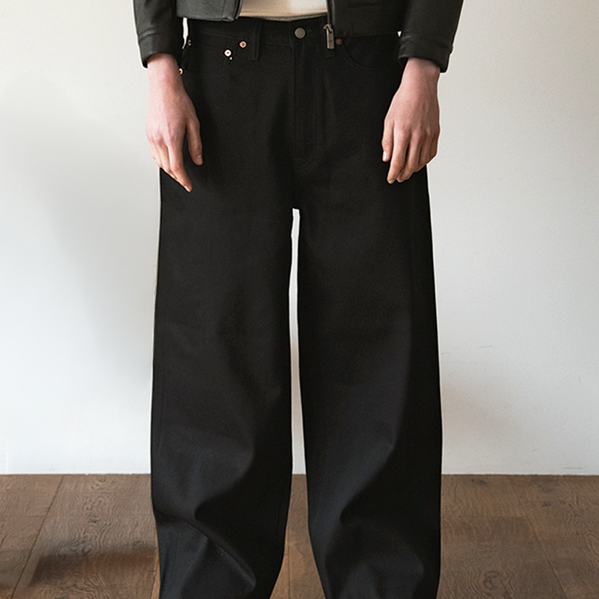 Japanese Selvedge Baggy Jeans – Black/Black