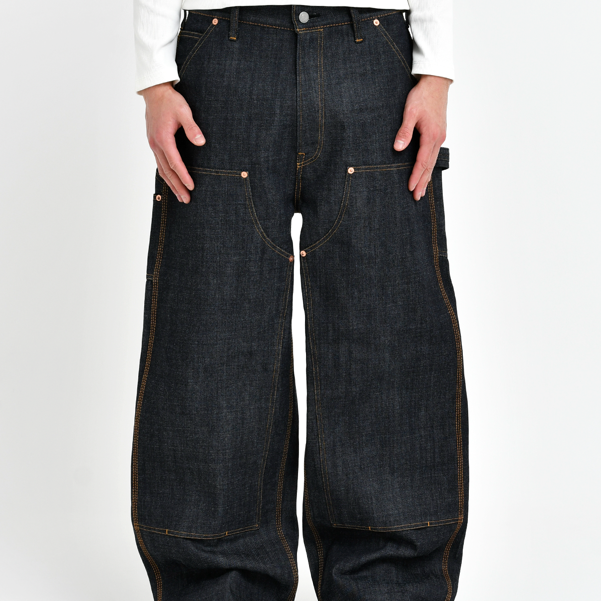 Japanese Double Knee Denim Pants - Indigo Japanese Double Knee Denim Pants - Indigo