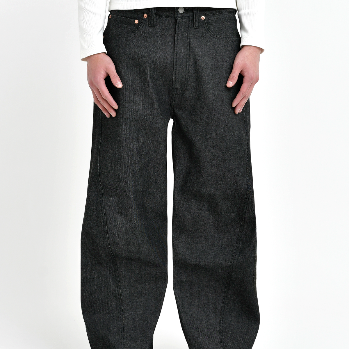 Japanese 3D Wide-Leg Jeans - Black
