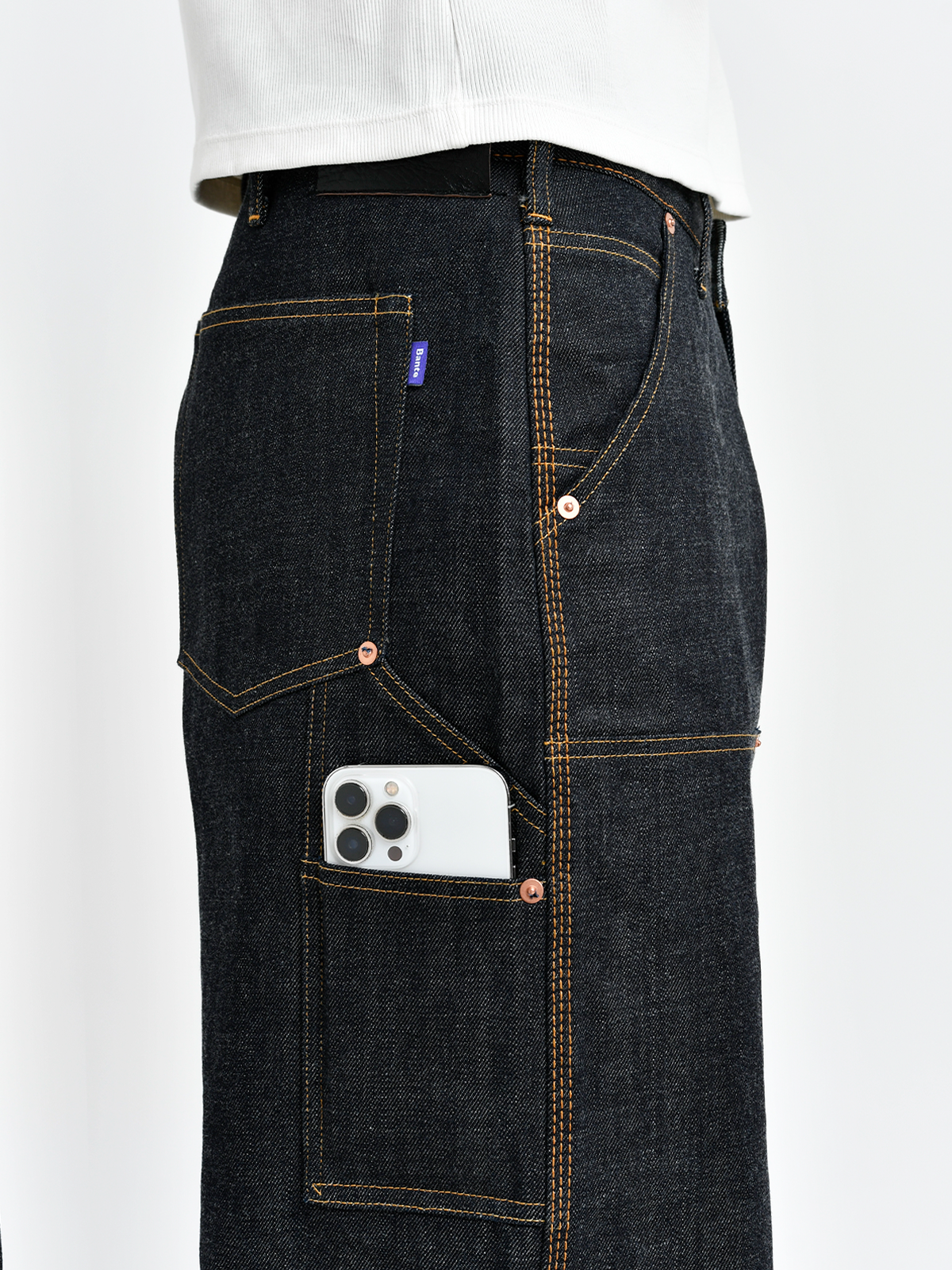 Japanese Double Knee Denim Pants - Indigo