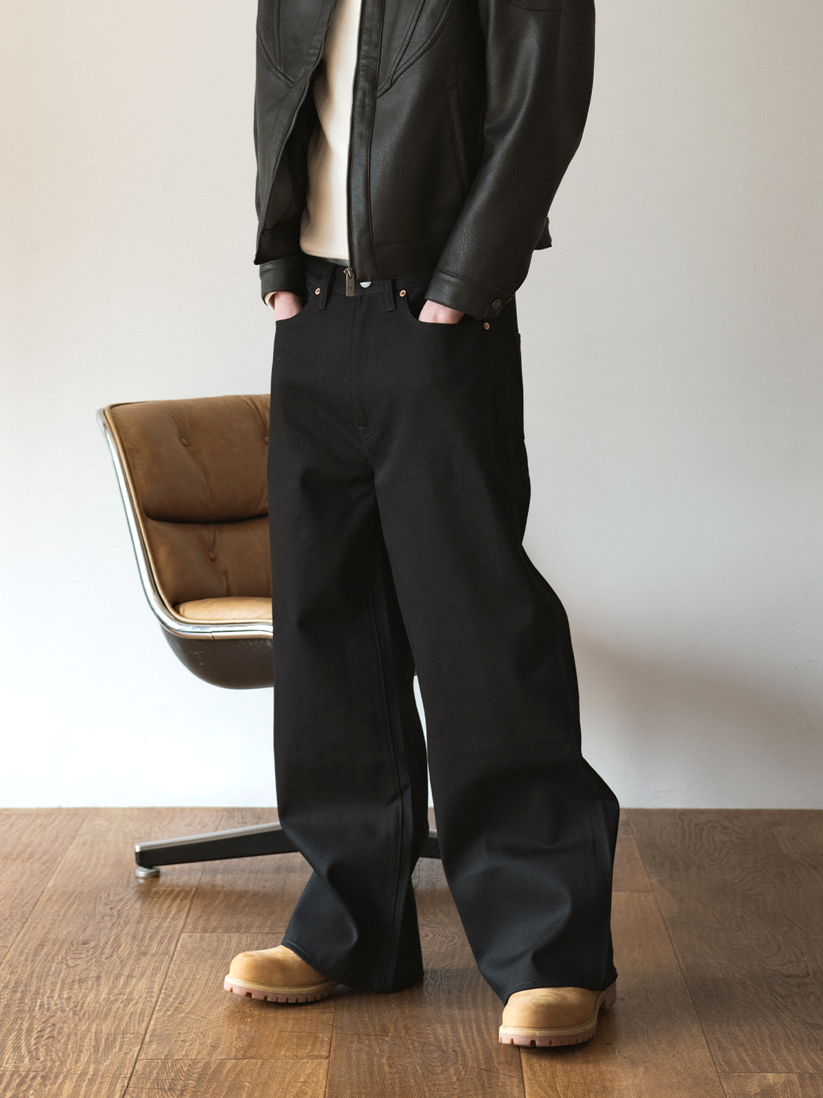 Japanese Selvedge Baggy Jeans – Black/Black |  [Pre-Order] Feb 20, 21:00 (JST) – Mar 15