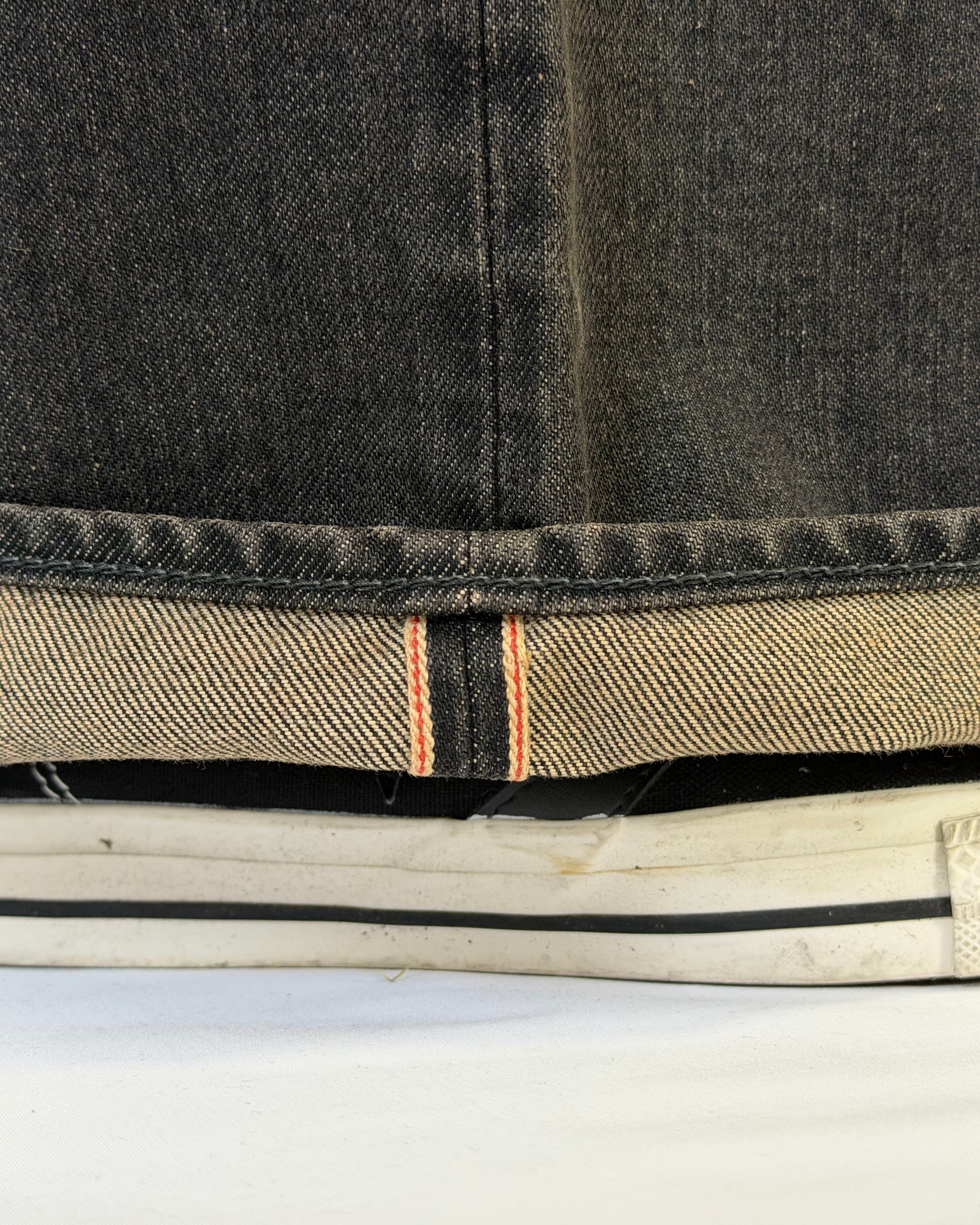 Japanese Selvedge Curved-Leg Jeans - Washed Black